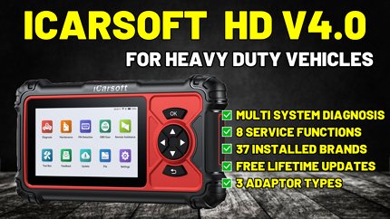 Official iCarsoft HD V4.0 Heavy Duty Vehicle Diagnostic Scan & Service Reset Tool Diagnostic World