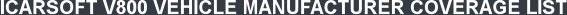 ICARSOFT V800 VEHICLE MANUFACTURER COVERAGE LIST